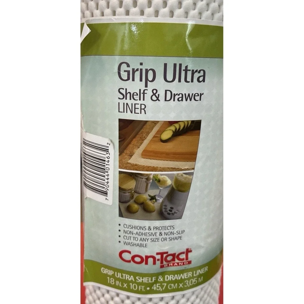NEW! Contact Grip Ultra Non-Adhesive Shelf & Drawer Liner Color White 18